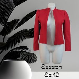 Vintage Women's Sasson Paris New York Red Blazer Size 12 EUC Lined Puff Shoulder
